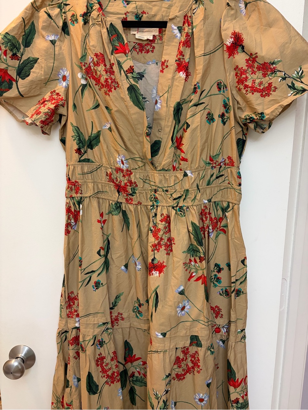 Like New Anthropologie Somerset Dress - Khaki Floral - Picture 8 of 12